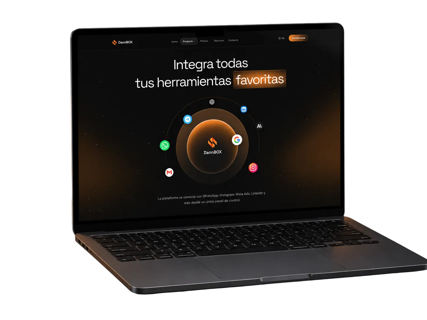 Dannbox conectado con WhatsApp, Instagram, Gmail, Telegram y LinkedIn