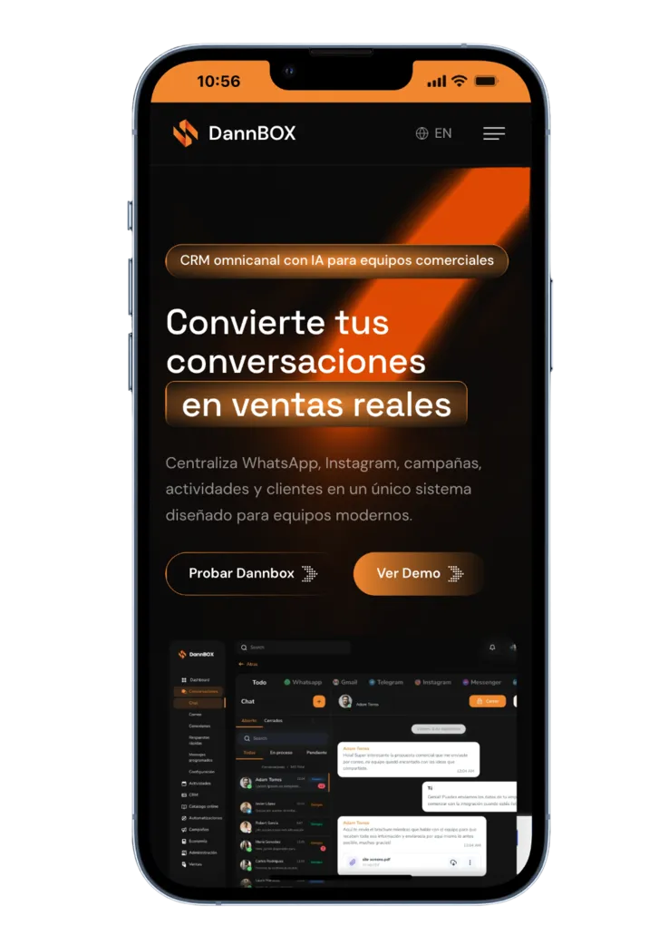 La web de Dannbox en un móvil