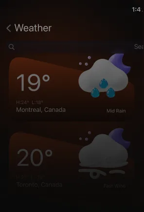 App del tiempo con la previsión de dos ciudades